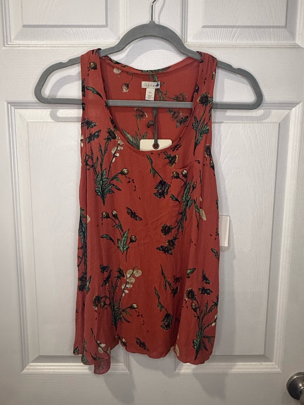 NWT hinge burnt orange floral tank top
